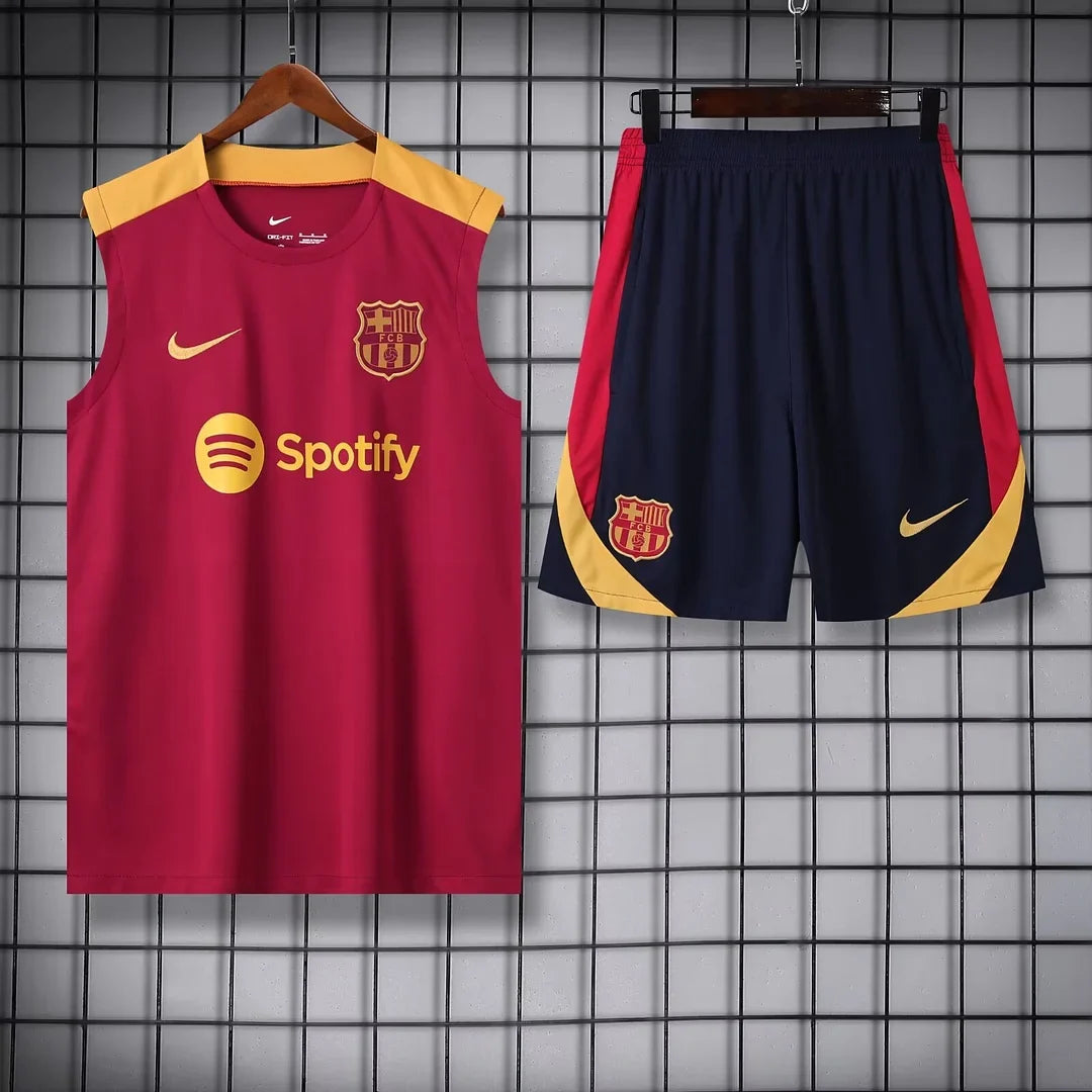 2024/2025 Barcelona pre-match training Red Jersey+Shorts 1:1 Thai Quality