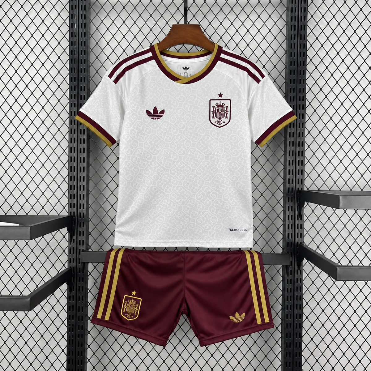Spain 2026 Away Kids Football Kit – White/Burgundy