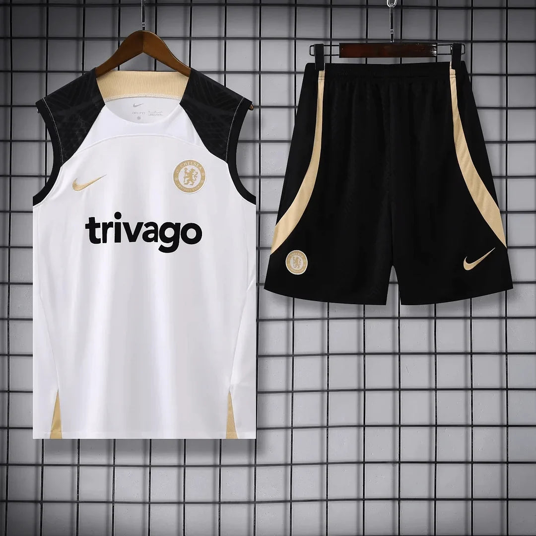 2023/2024 Chelsea pre-match training White Jersey+Shorts 1:1 Thai Quality